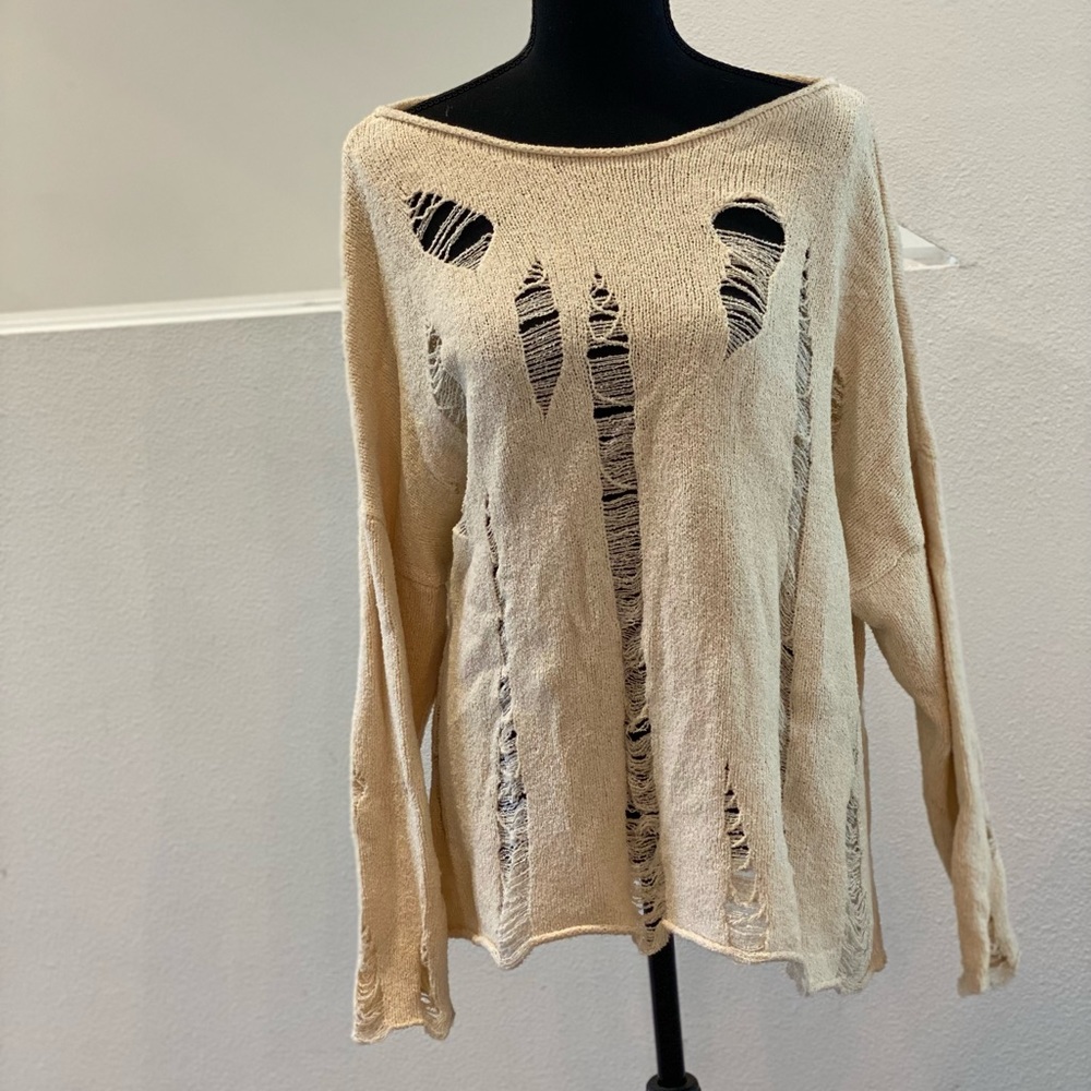 Zara Distressed Knit Sweater